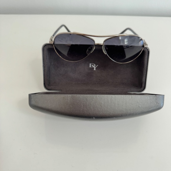 Rare David Yurman Women\'s Aviator Sunglasses DY007 Palladium Buckle Silver +Case